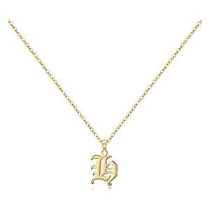 Letter H - Gold Old English Initial Necklace